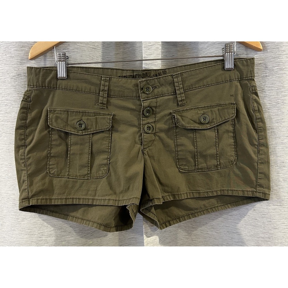 Arizona Jeans 11 Green‎ Micro Shorts Buttoned Pockets Triple Button Fly